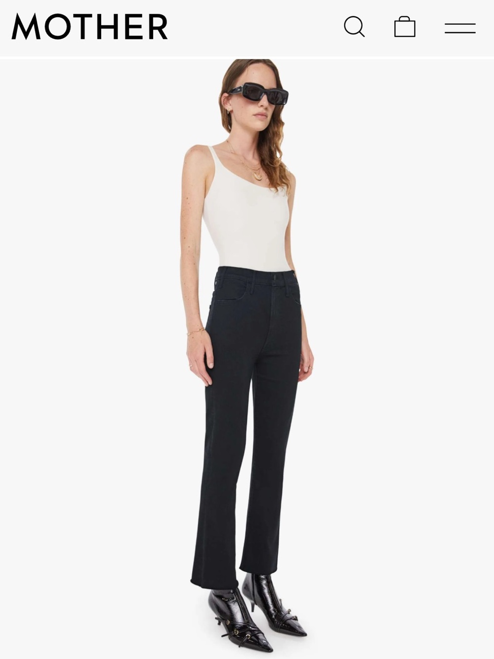 Mother The Hustler Ankle Fray Jeans ‘Encounters at Night’ (Black), Size 28